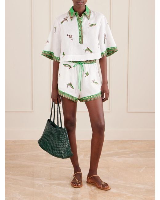 ALÉMAIS Metallic Wanda Printed Embroidered Linen Shirt