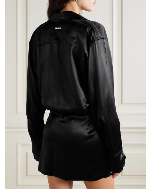 The Attico Black Asymmetric Satin Mini Dress