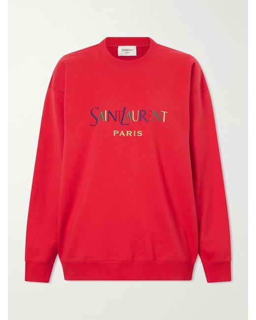 Saint Laurent Logo-Embroidered Cotton-Fleece Sweatshirt