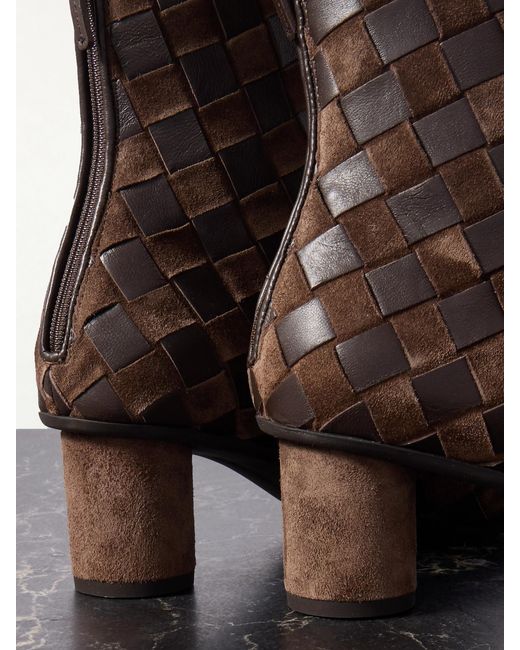Bottega Veneta Black Atomic Intrecciato Leather Ankle Boots