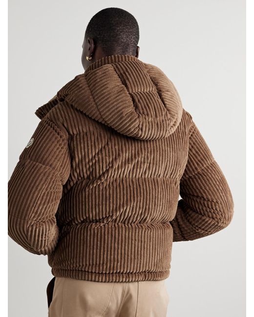 Moncler Brown Daos Hooded Padded Quilted Corduroy Down Jacket