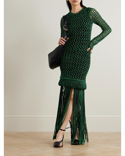 DIOTIMA Green The Vanguard Medusa Open-Back Crocheted Cotton-Blend Dress