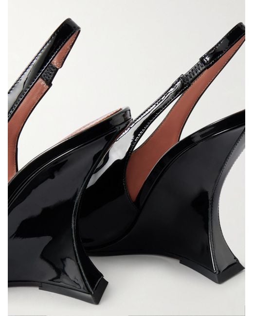 Paris Texas Black Nina 105 Patent-Leather Slingback Pumps