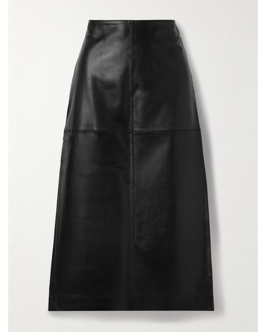 La Ligne Black Vega Leather Midi Skirt