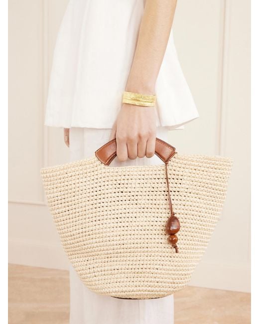 Hunting Season Natural Leather-Trimmed Raffia Tote