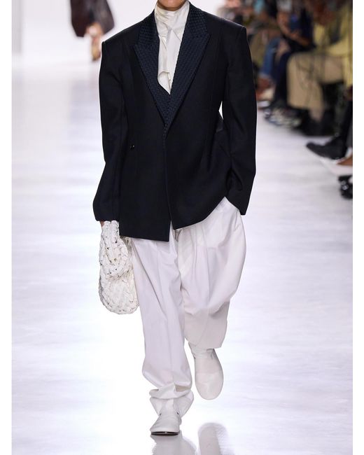 Bottega Veneta Black Intrecciato Satin-Trimmed Wool And Mohair-Blend Blazer