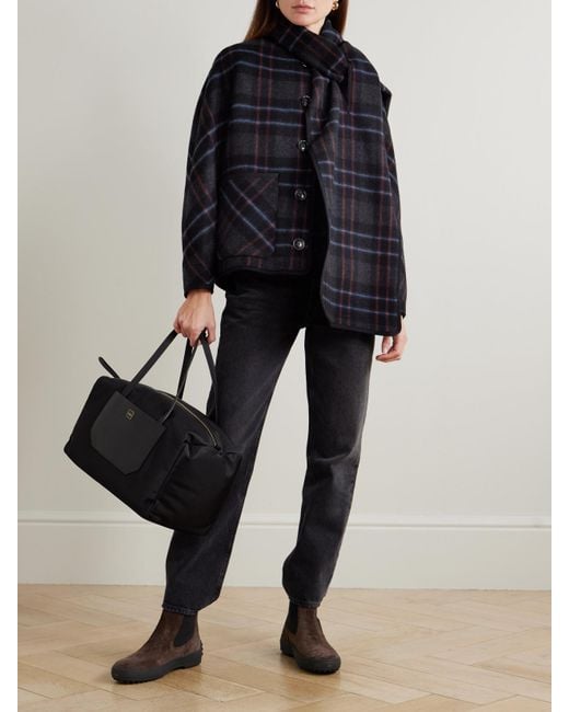 Veronica Beard Black Martine Scarf-Detailed Checked Wool-Blend Jacket
