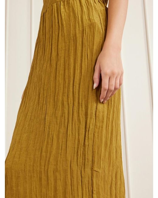 Tibi Green Crinkle Charmeuse Midi Skirt