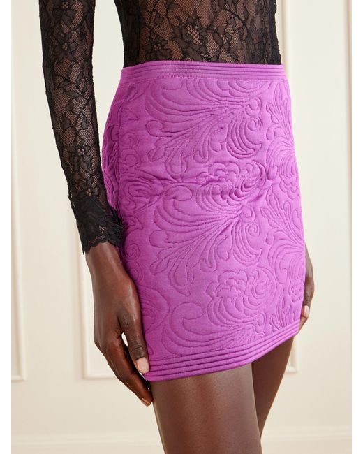 Valentino Garavani Purple Jacquard-Knit Mini Skirt