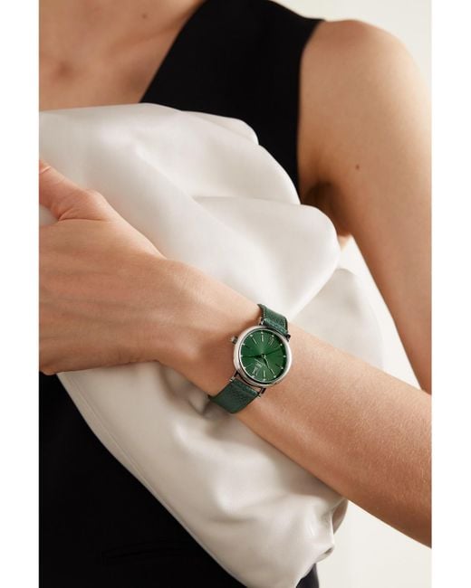 Iwc Green Portofino Automatic 34Mm Stainless Steel, Textured-Leather And Diamond Watch