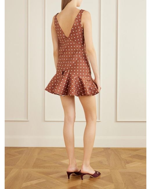Rodarte Red Floral-Embellished Polka-Dot Silk-Twill Midi Dress