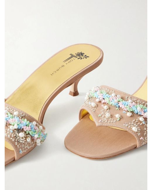 Tory Burch Natural Embellished 45 Sandals