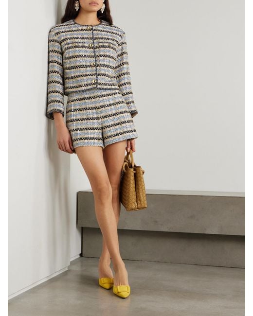 Veronica Beard Gray Jacke Aus Metallic-Tweed Mit Verzierungen
