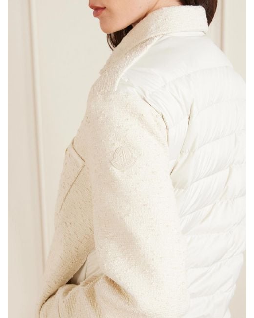 Moncler Natural Appliquéd Quilted Shell And Tweed Down Jacket