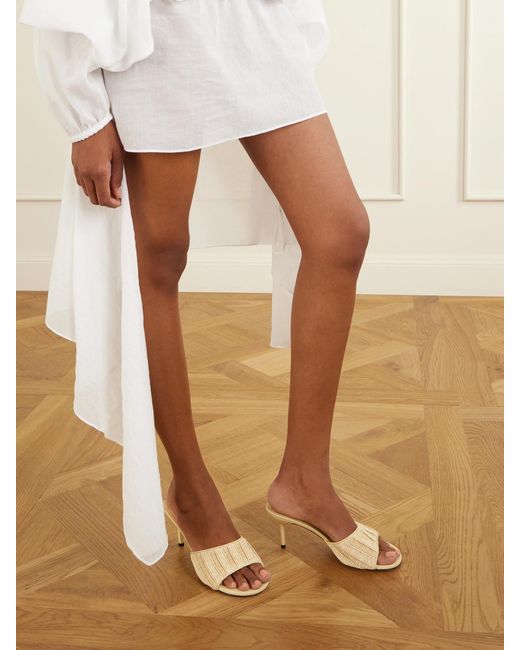 Jacquemus Natural Raffia-Effect Leather Sandals