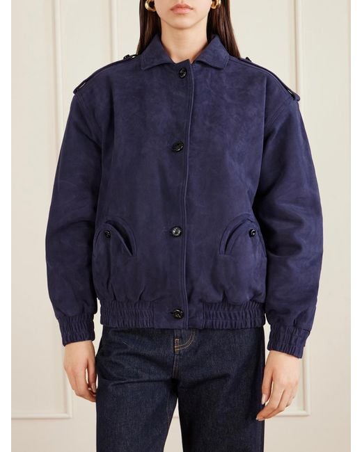 Blazé Milano Blue Viva Charlie Padded Suede Bomber Jacket