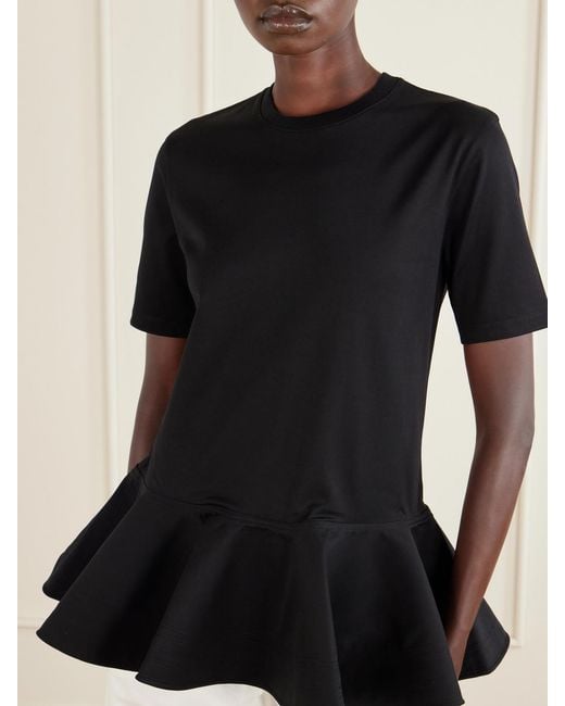 Alaïa Black Peplum Cotton-Jersey T-Shirt