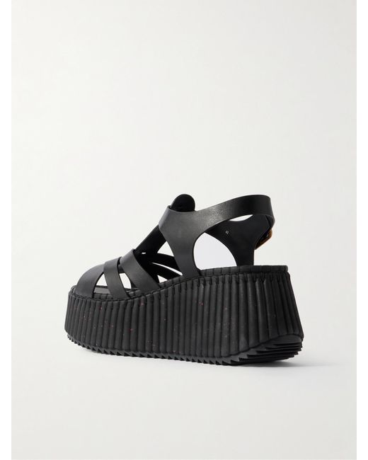 Chloé Black Nama Plateausandalen Aus Leder