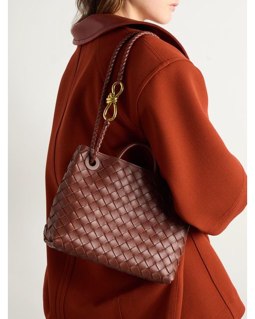 Bottega Veneta Brown Andiamo Small Intrecciato Leather Tote