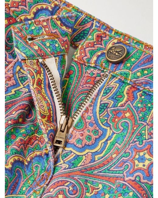 Etro Gray Printed Straight-Leg Jeans