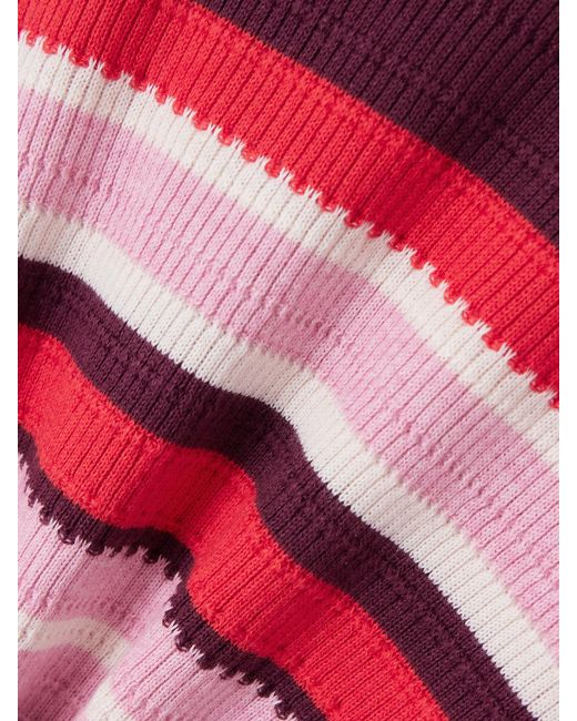 LaDoubleJ Red Striped Ribbed Cotton And Cashmere-Blend Sweater