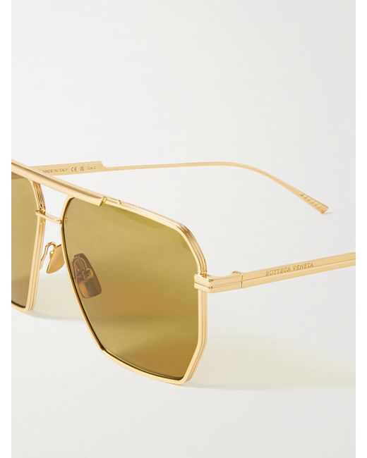 Bottega Veneta Yellow Aviator-Style-Tone Sunglasses