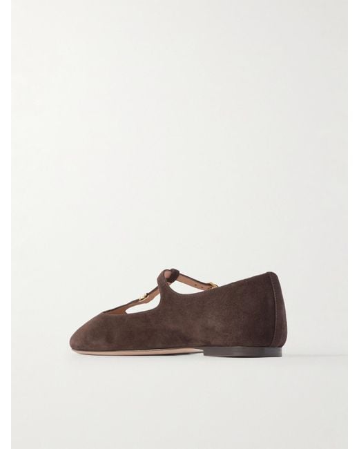 Chloé Brown Marcie Embellished Suede Ballet Flats