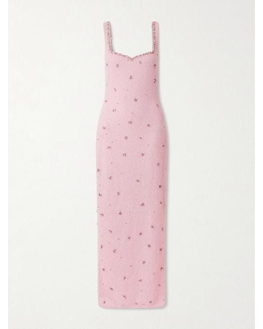 Clio Peppiatt Pink Sophia Embellished Stretch-Mesh Gown