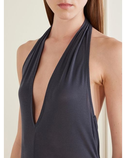 St. Agni Blue Tencel Lyocell Halterneck Midi Dress
