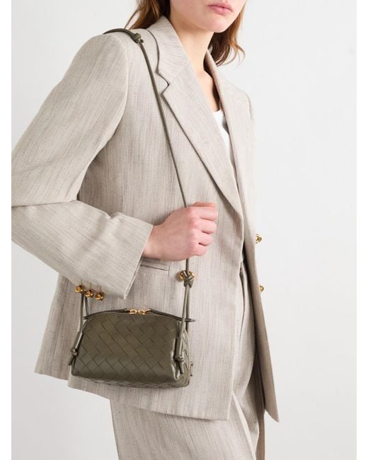 Bottega Veneta Green Concert Pouch Schultertasche Aus Intrecciato-Leder