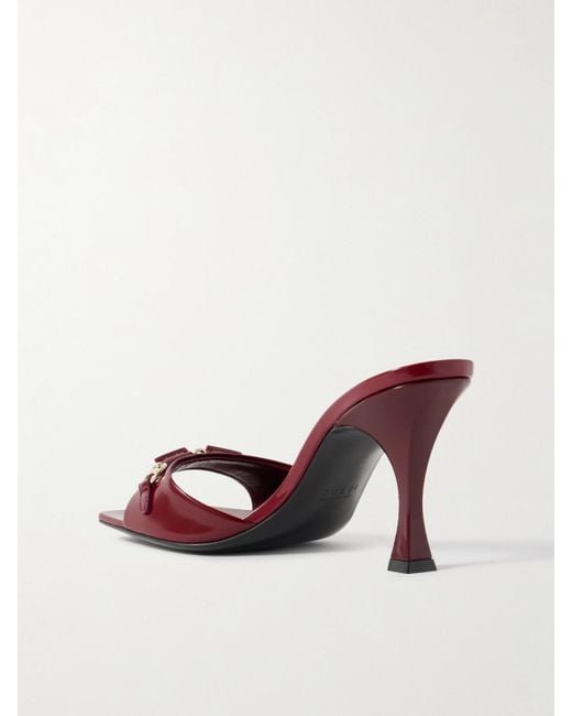 Mules En Cuir Verni À Mors De Cheval Selene Gucci en coloris Brown