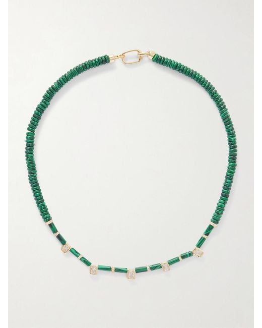 Joolz by Martha Calvo Green Plated, Malachite And Crystal Necklace