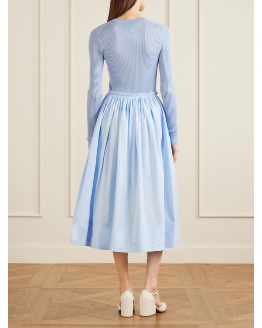 Gabriela Hearst Blue Browning Knit, Ribbed Cashmere And Silk Blend Sweater