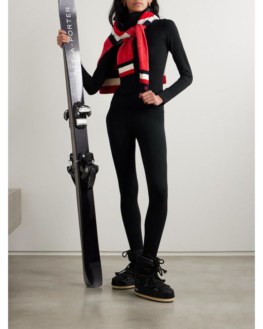 Perfect Moment Black Ribbed Thermal Modal-Blend Leggings