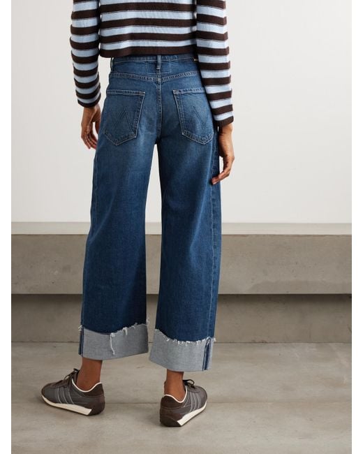 Mother Blue The Half-Pipe Ankle Cuff Fray Hoch Sitzende Jeans Mit Weitem Bein