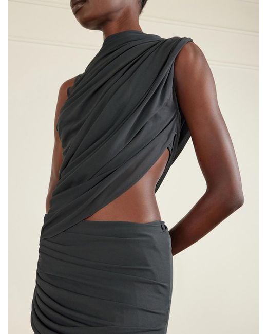 Proenza Schouler Green Irma Ruched Pleated Jersey Maxi Dress