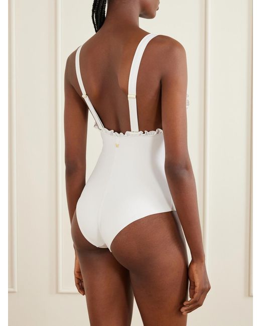 Kiki de Montparnasse White Louise Ruchedswimsuit