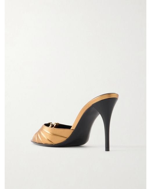 Saint Laurent Natural Babylone 90 Metallic Leather Sandals