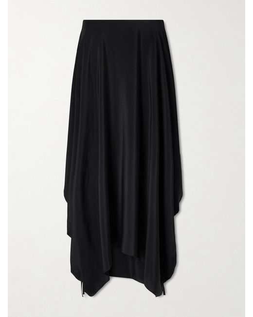 Sharon Wauchob Black Desia Asymmetric Silk-Crepe Midi Skirt