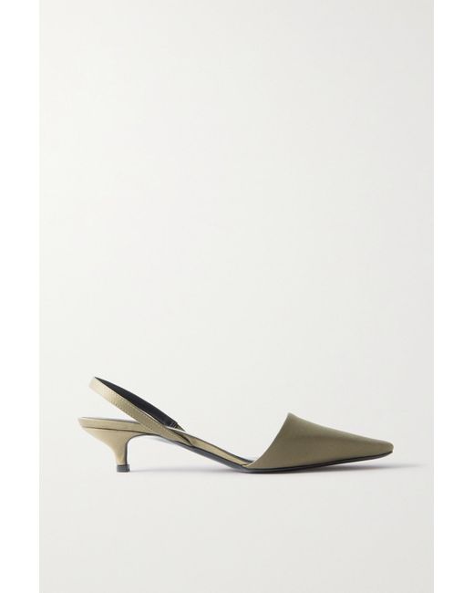 white satin slingback
