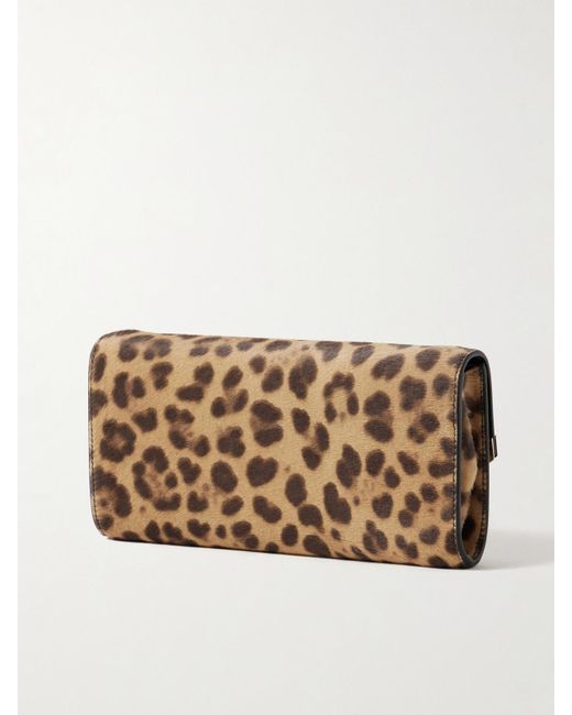 Jimmy Choo Natural Emmie Leopard-Print Calf Hair Clutch