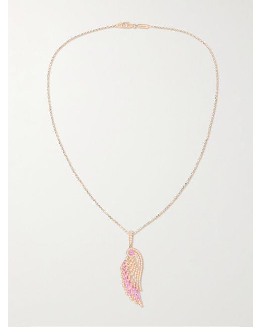 Garrard Pink Wings Embrace 18-Karat Rose, Sapphire And Diamond Necklace