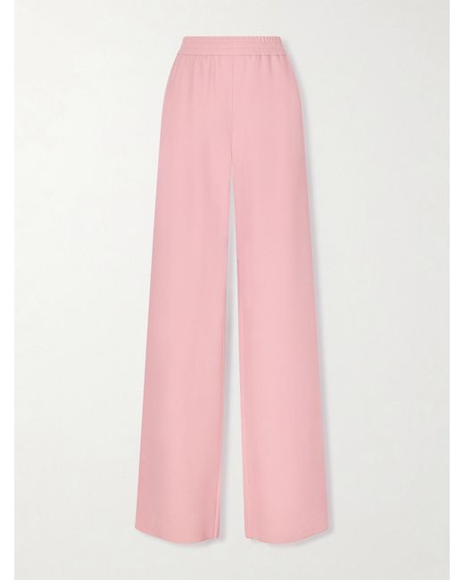 Valentino Garavani Pink Silk-Cady Wide-Leg Pants