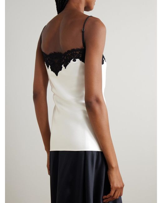 Stella McCartney White Lace-Trimmed Satin Camisole