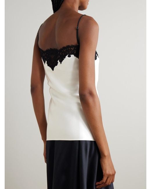 Stella McCartney White Lace-Trimmed Satin Camisole