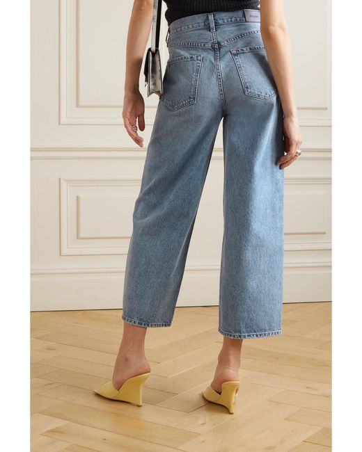 Goldsign Blue The Storey Cropped High-Rise Wide-Leg Jeans