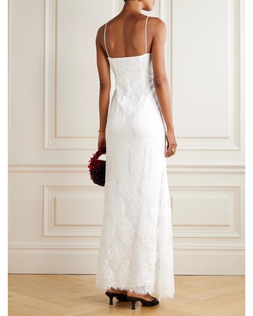 Self-Portrait White Maxikleid Aus Einer Baumwollmischung Und Spitze Mit Schleife