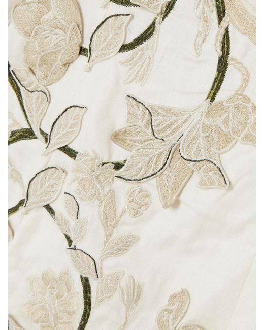 Agua Bendita White Peccana Off-The-Shoulder Appliquéd Linen Maxi Dress