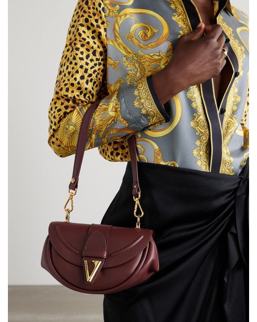 Versace Brown Virtus Schultertasche Aus Leder Mit Verzierungen