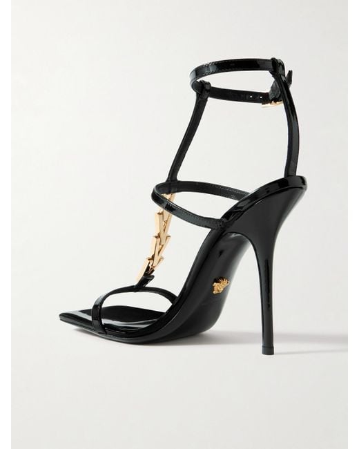Versace Black Sandalen Aus Leder Mit Verzierung